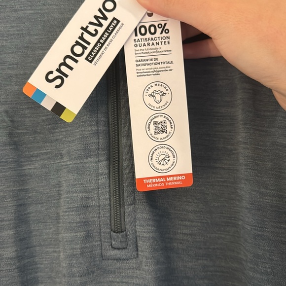 Smartwool Men's Heather Blue Quarter-Zip Pullover Base Layer - Picture 7 of 8